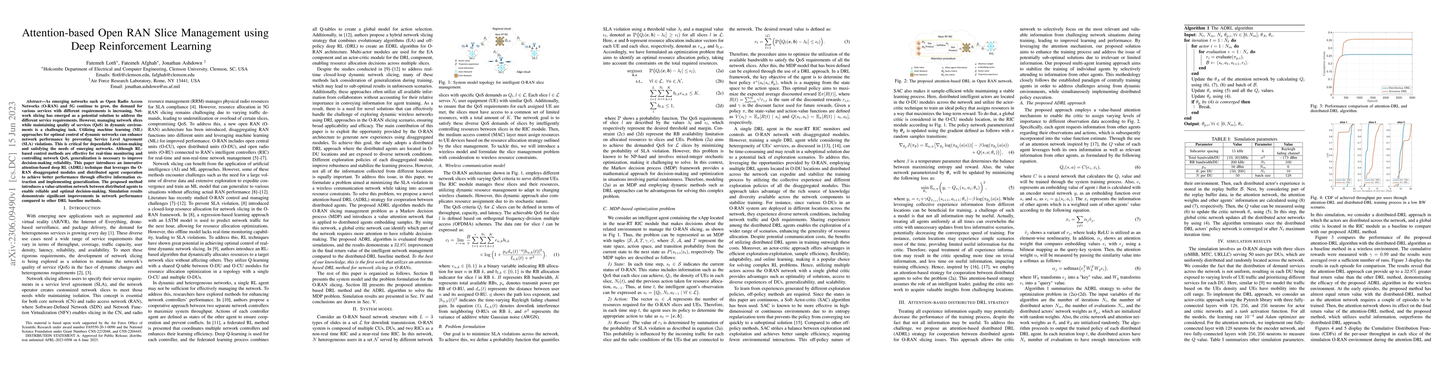Thumbnail for Attention-based Open RAN Slice Management using Deep Reinforcement
  Learning