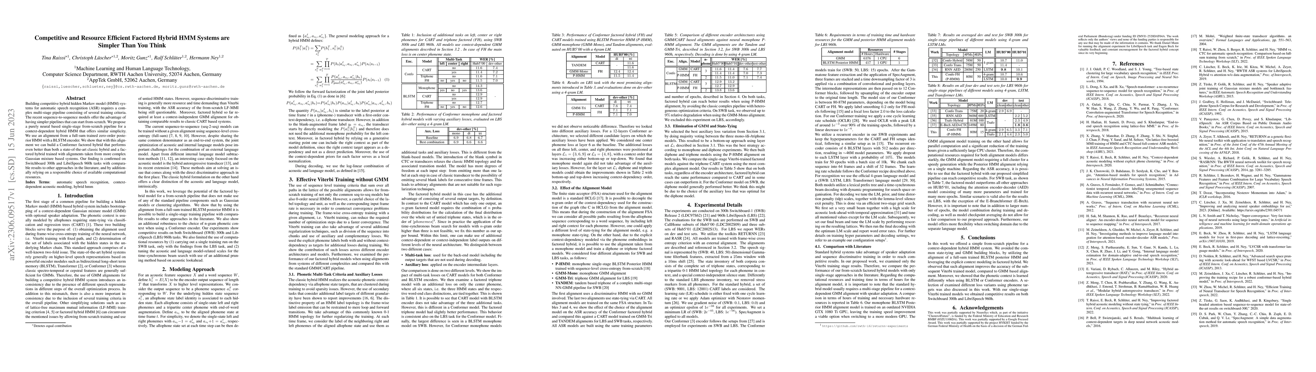 Thumbnail for Competitive and Resource Efficient Factored Hybrid HMM Systems are
  Simpler Than You Think