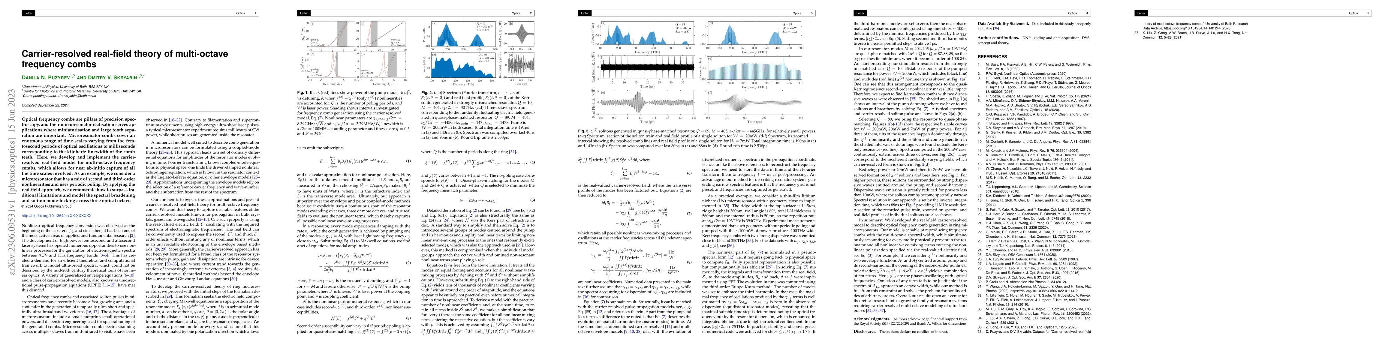Thumbnail for Carrier-resolved real-field theory of multi-octave frequency combs