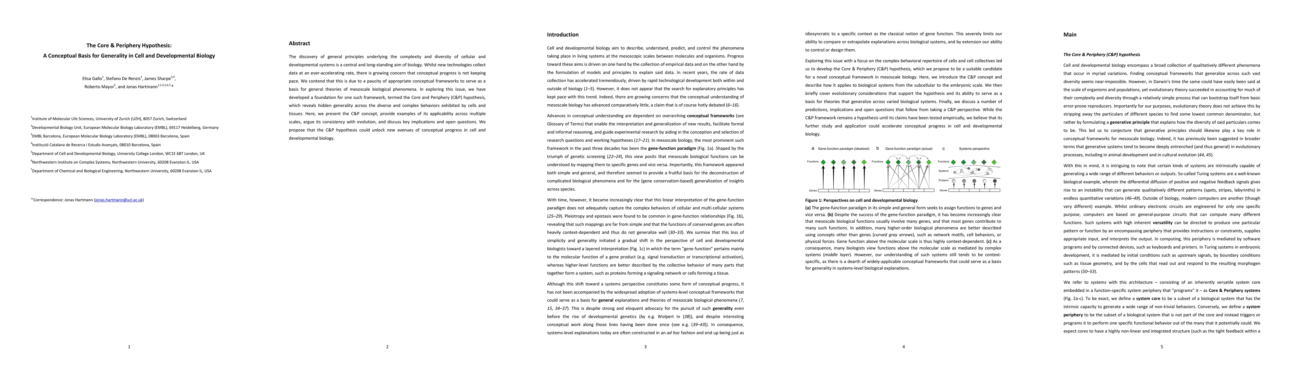 Thumbnail for The Core & Periphery Hypothesis: A Conceptual Basis for Generality in
  Cell and Developmental Biology