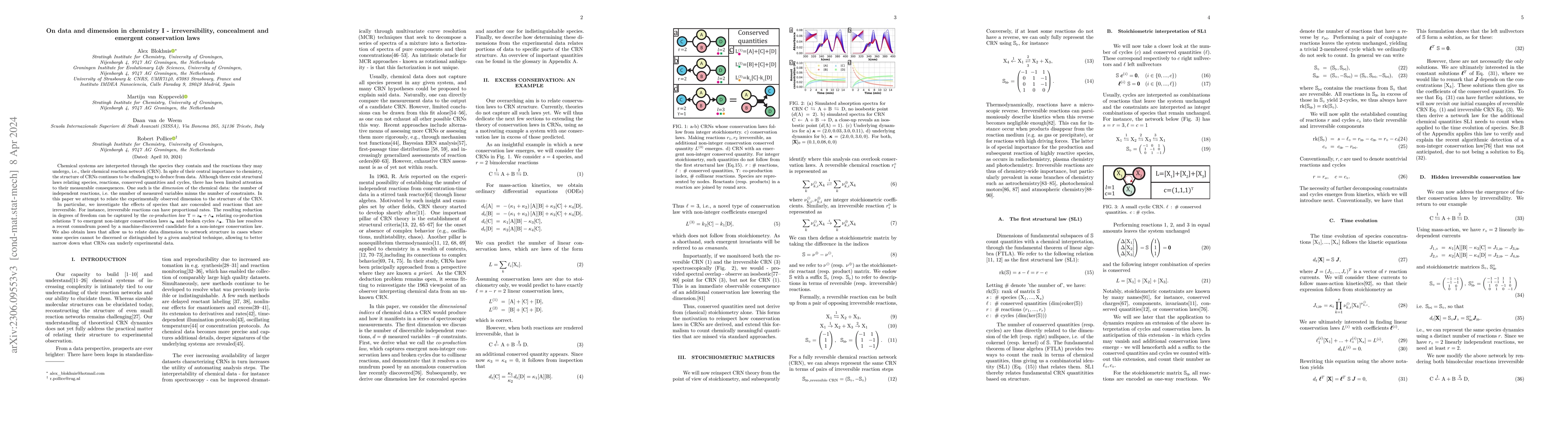 Thumbnail for On data and dimension in chemistry I -- irreversibility, concealment and
  emergent conservation laws