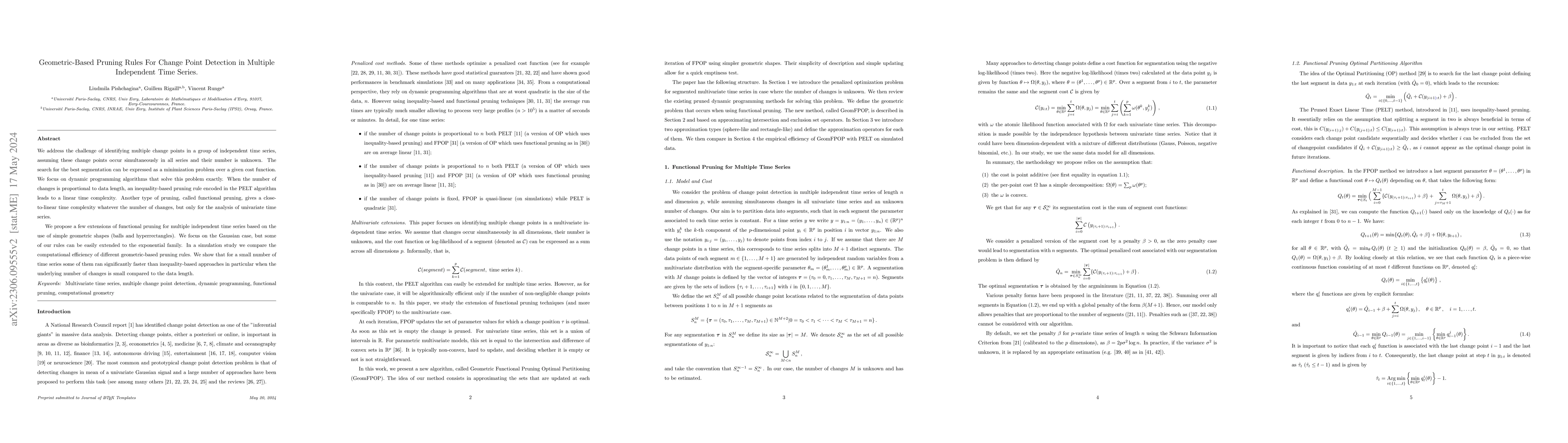 Thumbnail for Geometric-Based Pruning Rules For Change Point Detection in Multiple
  Independent Time Series