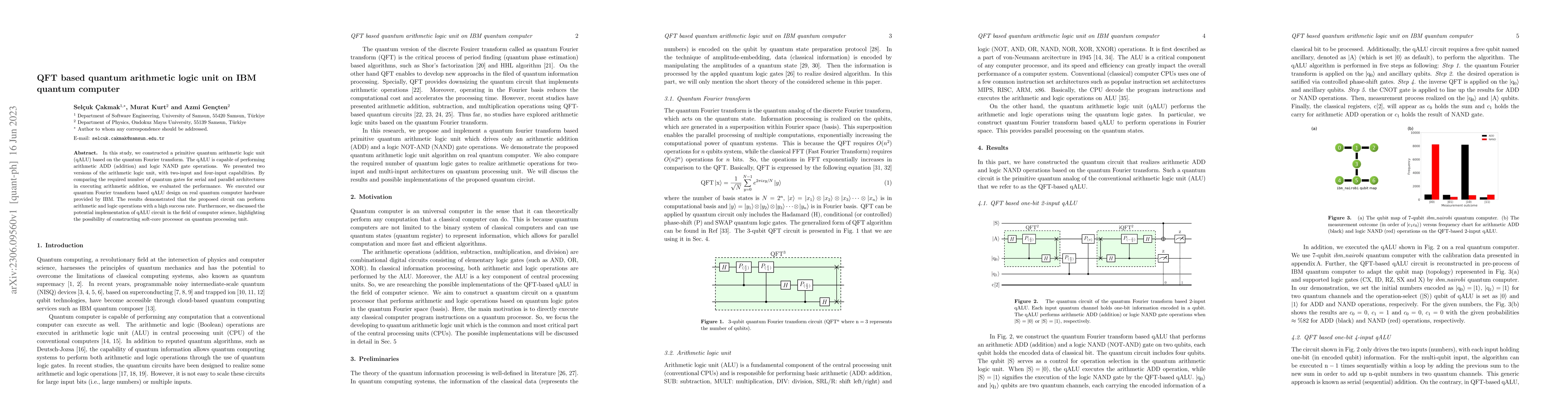 Thumbnail for QFT based quantum arithmetic logic unit on IBM quantum computer