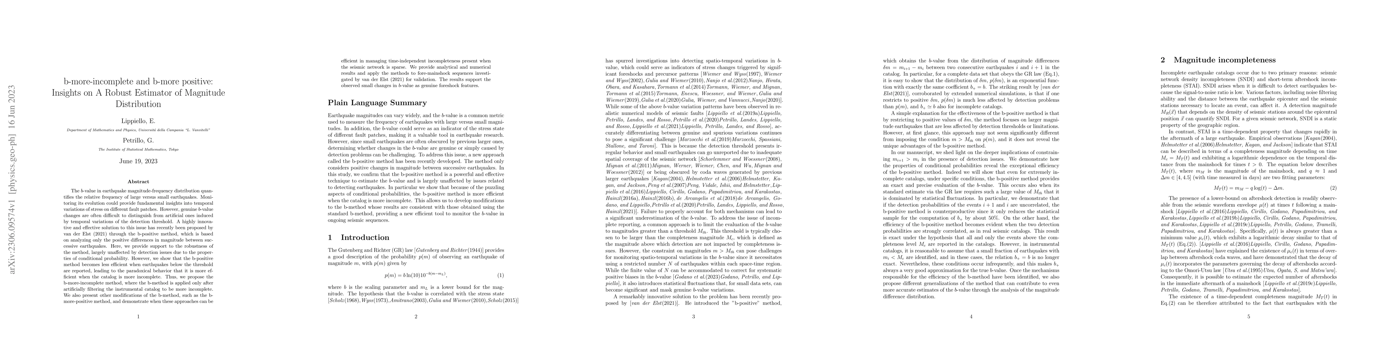 Thumbnail for b-more-incomplete and b-more positive: Insights on A Robust Estimator of
  Magnitude Distribution