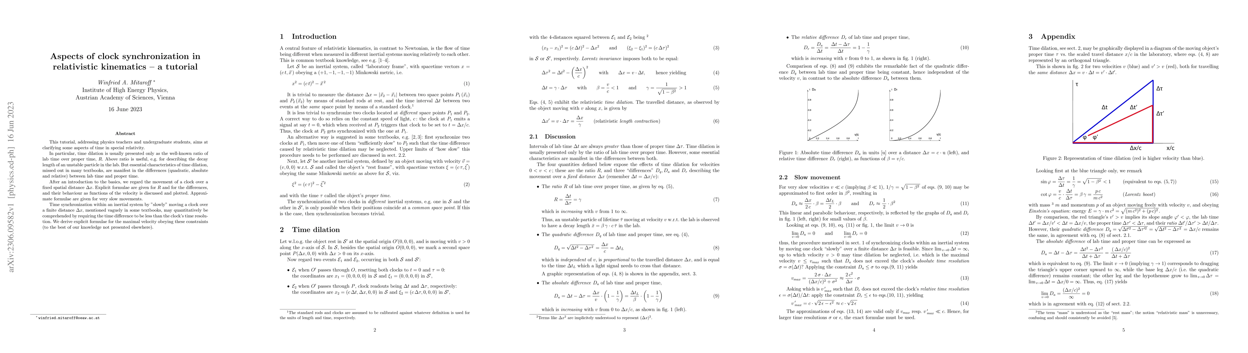 Thumbnail for Aspects of clock synchronization in relativistic kinematics -- a
  tutorial