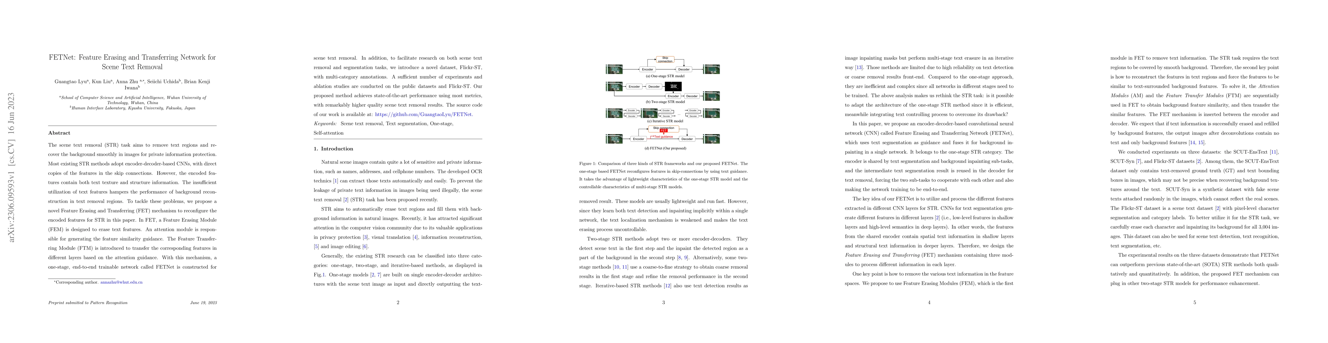 Thumbnail for FETNet: Feature Erasing and Transferring Network for Scene Text Removal