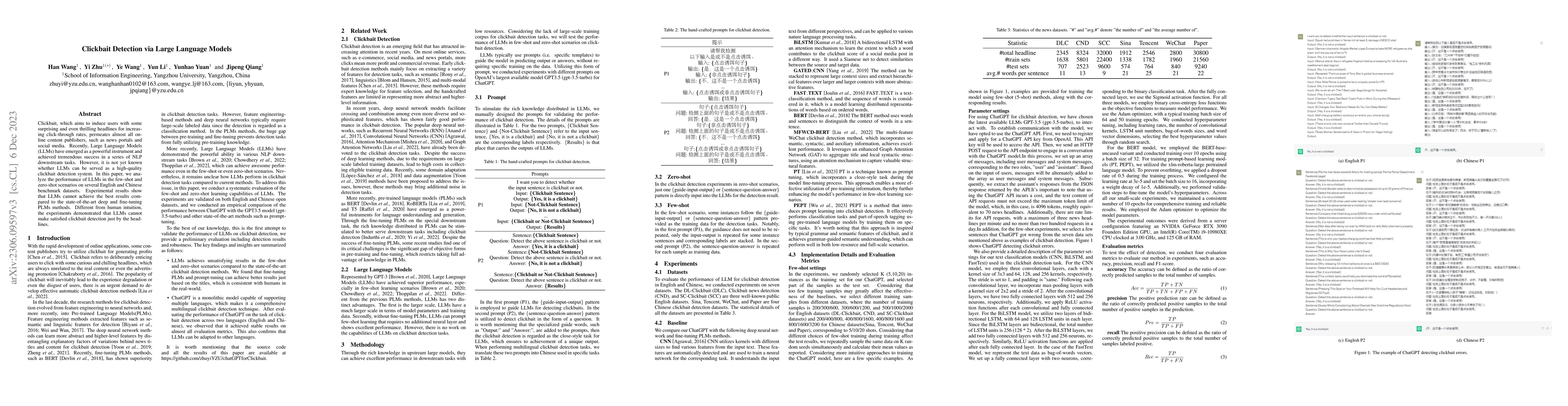 Thumbnail for Clickbait Detection via Large Language Models