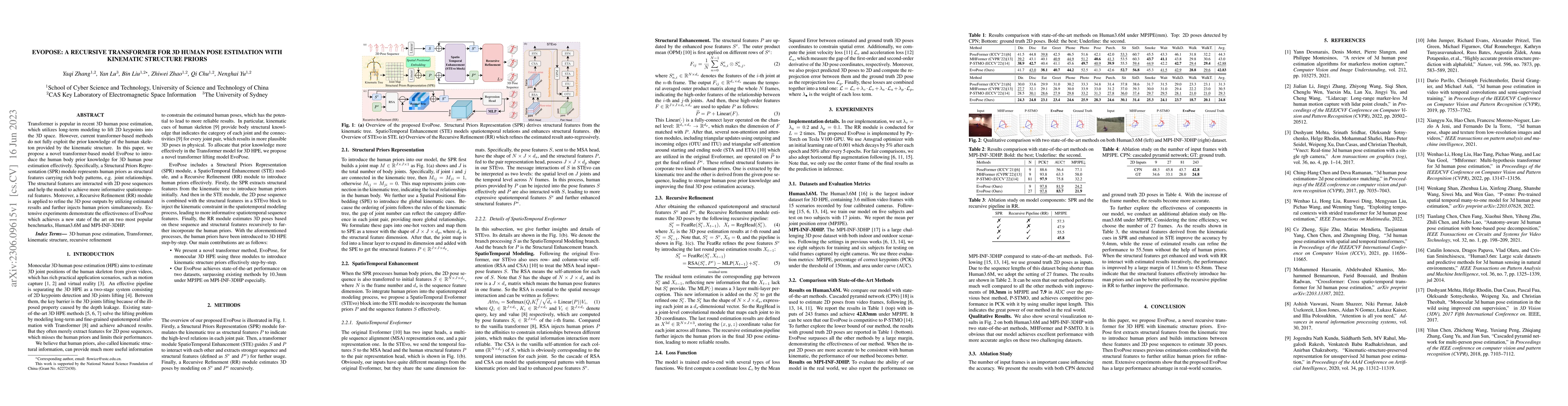 Thumbnail for EVOPOSE: A Recursive Transformer For 3D Human Pose Estimation With
  Kinematic Structure Priors