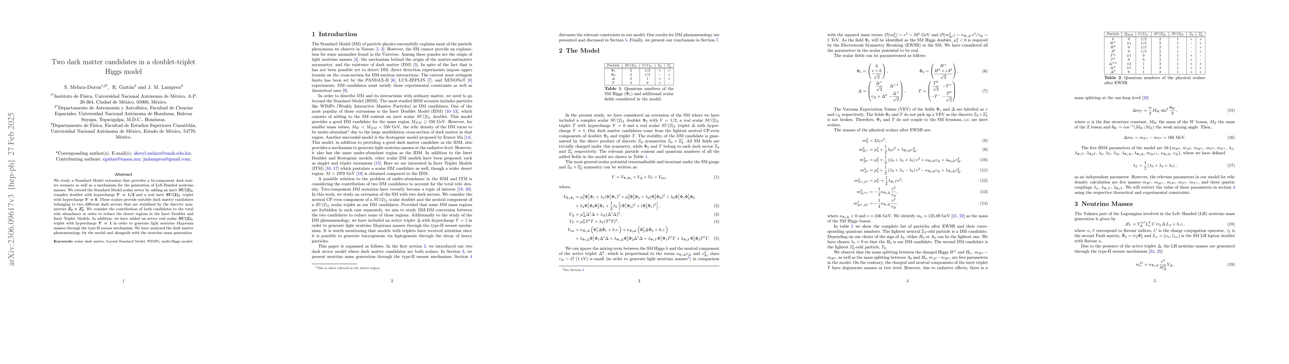Thumbnail for Two dark matter candidates in a doublet-triplet Higgs model