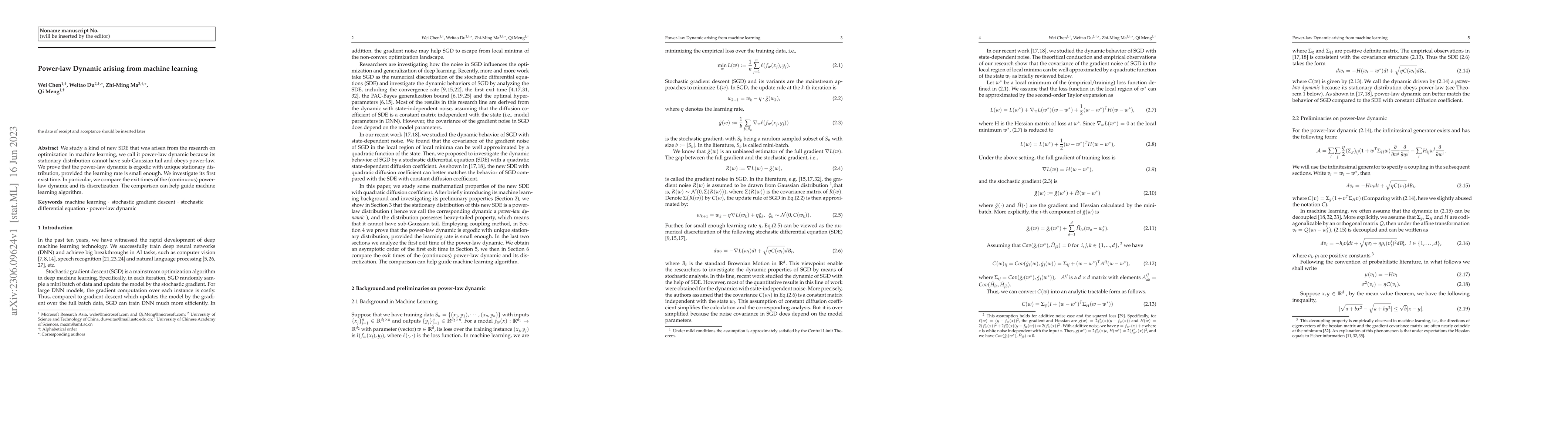 Thumbnail for Power-law Dynamic arising from machine learning