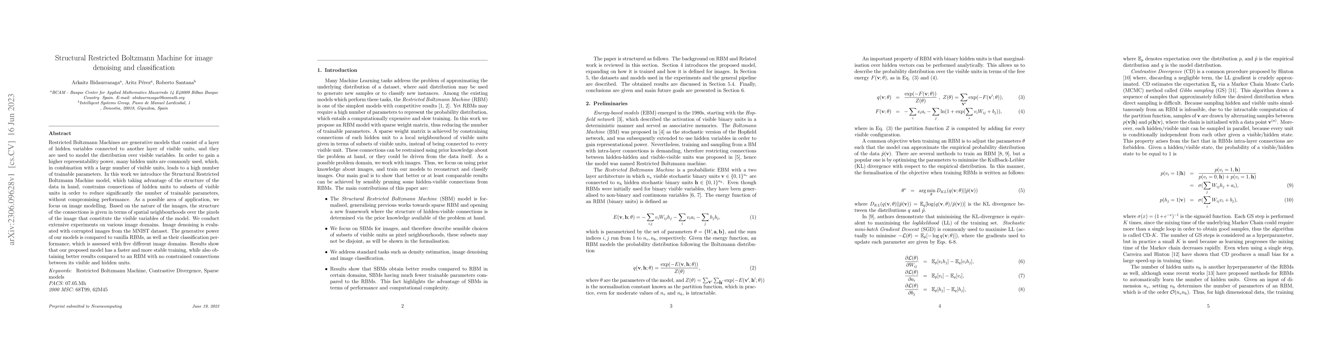 Thumbnail for Structural Restricted Boltzmann Machine for image denoising and
  classification