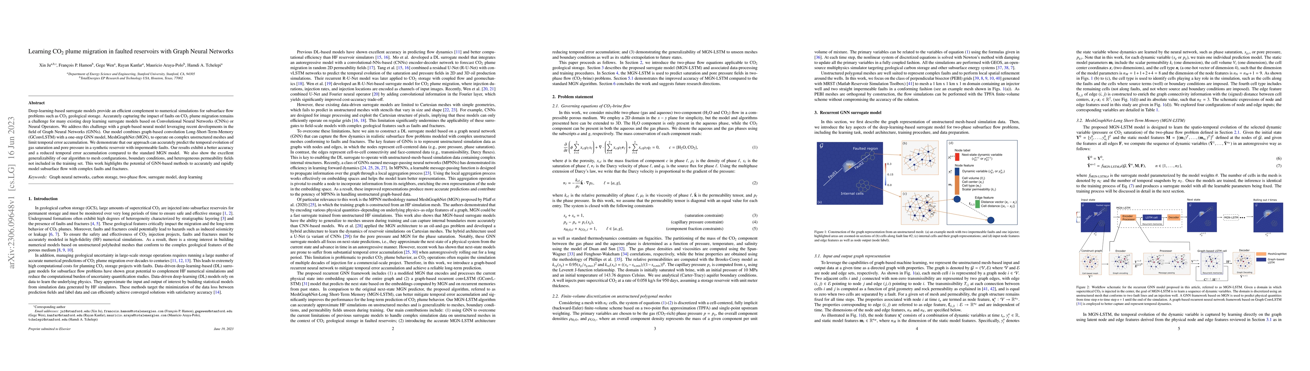 Thumbnail for Learning CO$_2$ plume migration in faulted reservoirs with Graph Neural
  Networks