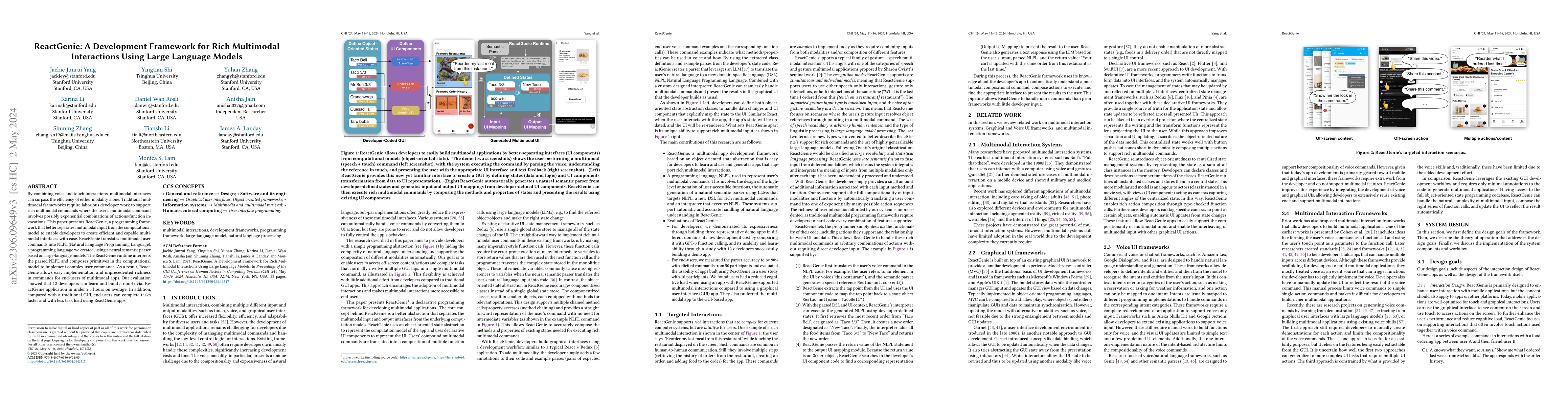 Thumbnail for ReactGenie: A Development Framework for Complex Multimodal Interactions
  Using Large Language Models