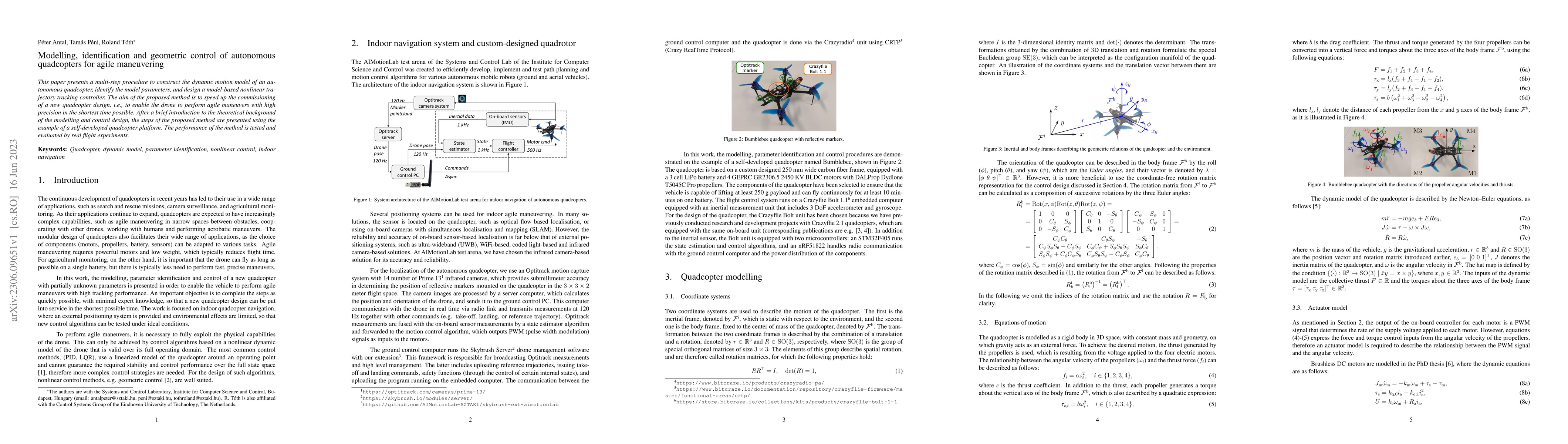 Thumbnail for Modelling, identification and geometric control of autonomous
  quadcopters for agile maneuvering