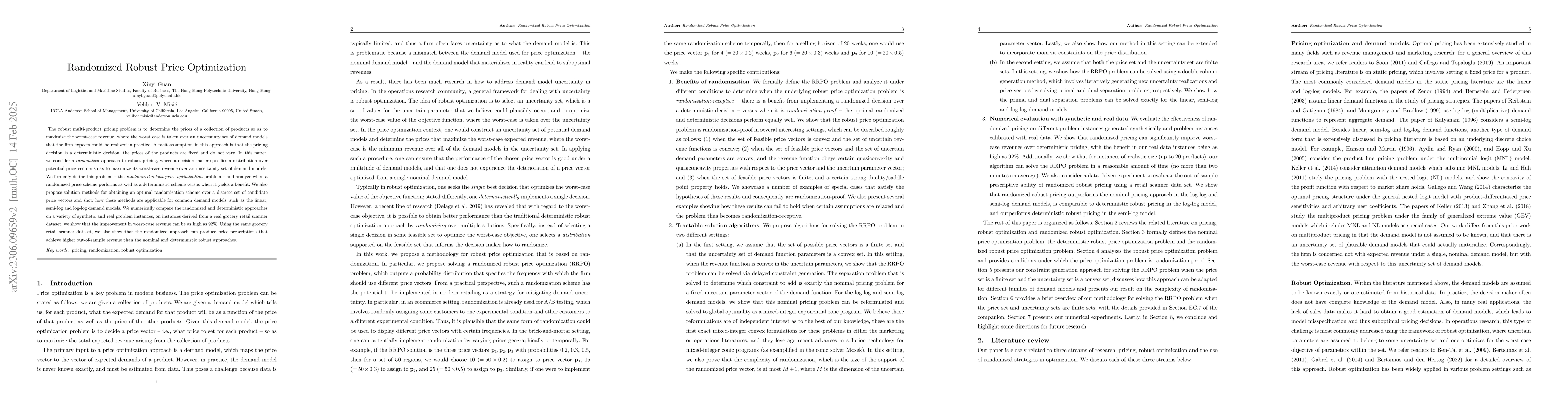 Thumbnail for Randomized Robust Price Optimization