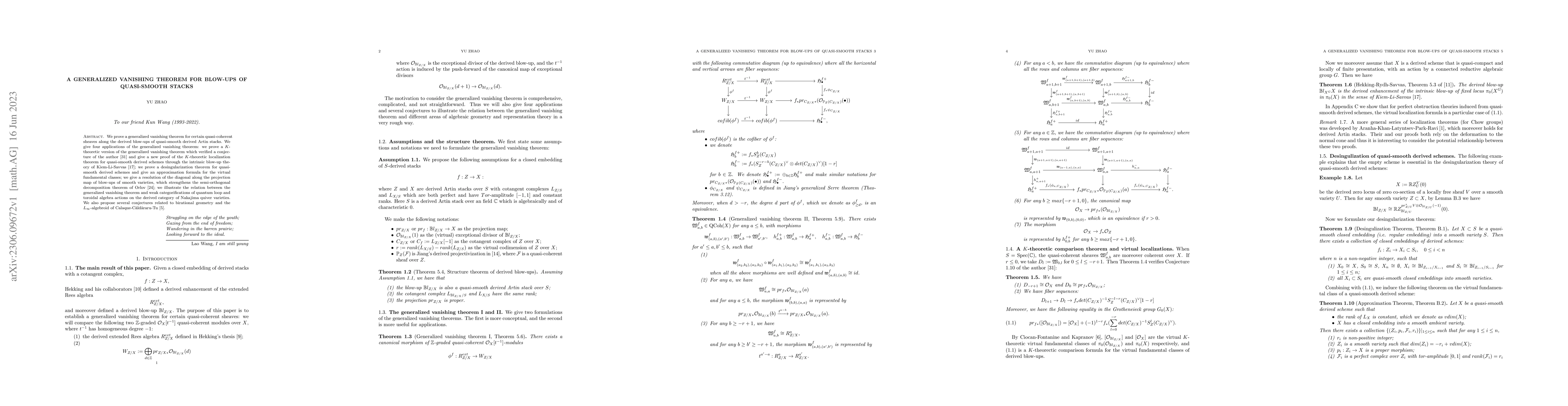 Thumbnail for A Generalized vanishing theorem for Blow-ups of Quasi-smooth Stacks