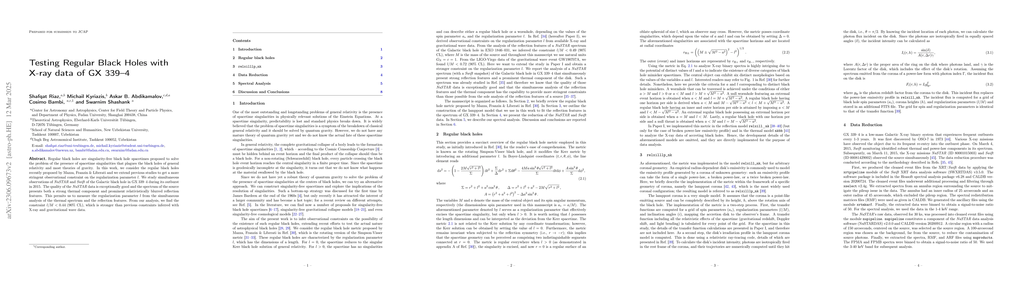 Thumbnail for Testing Regular Black Holes with X-ray data of GX~339--4