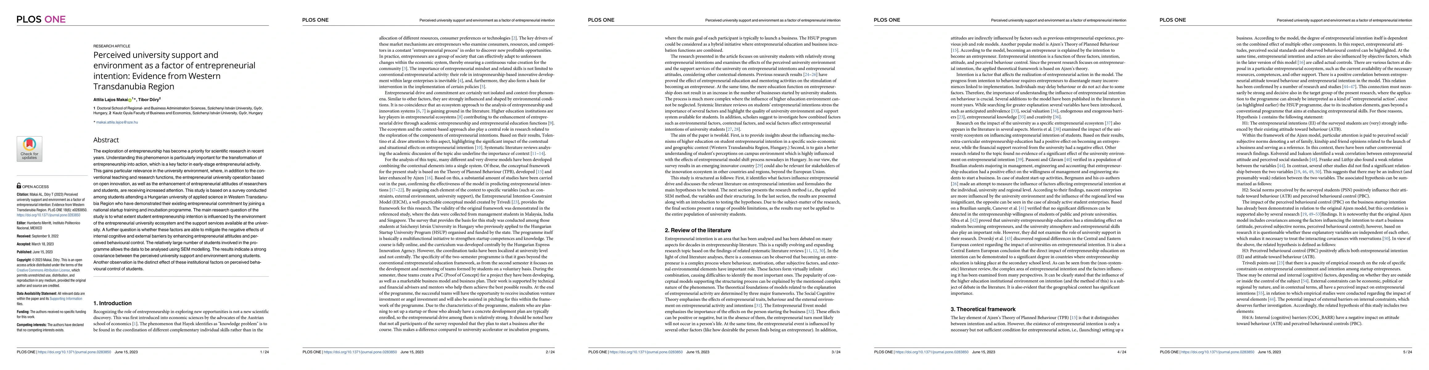 Thumbnail for Perceived university support and environment as a factor of
  entrepreneurial intention: Evidence from Western Transdanubia Region