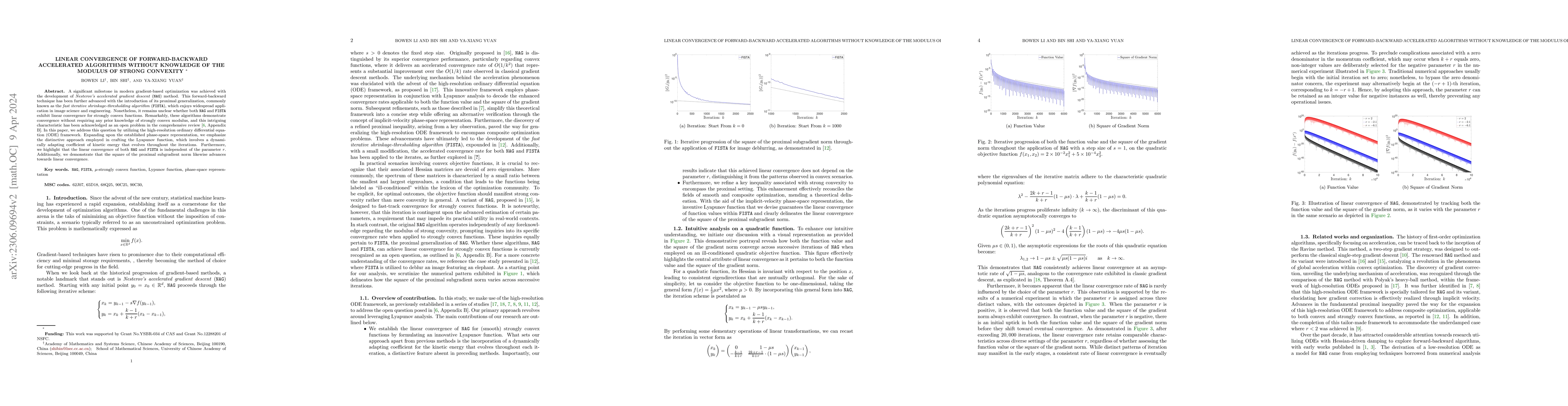 Thumbnail for Linear convergence of forward-backward accelerated algorithms without
  knowledge of the modulus of strong convexity