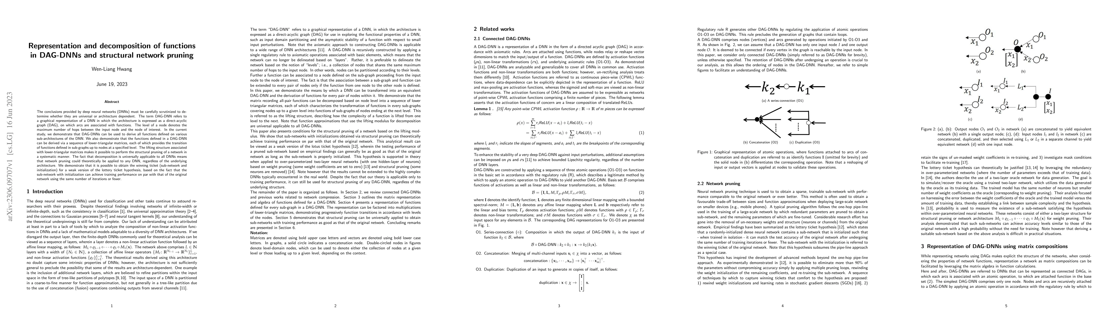 Thumbnail for Representation and decomposition of functions in DAG-DNNs and structural
  network pruning