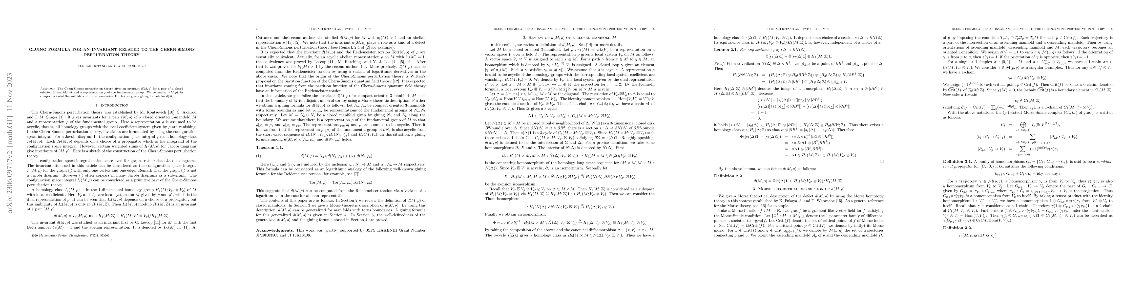 Thumbnail for Gluing formula for an invariant related to the Chern-Simons perturbation
  theory