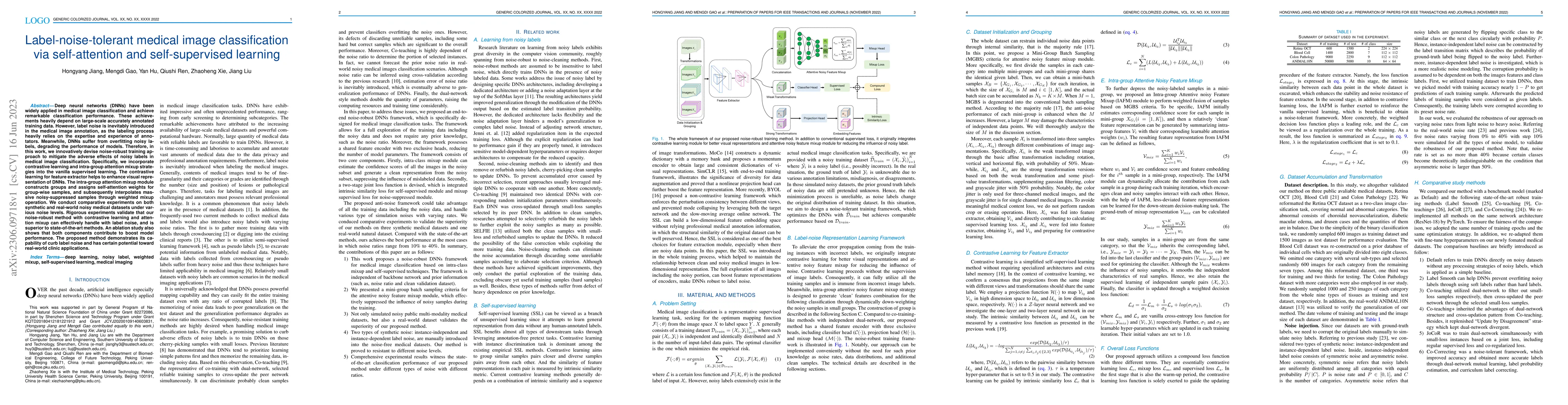 Thumbnail for Label-noise-tolerant medical image classification via self-attention and
  self-supervised learning