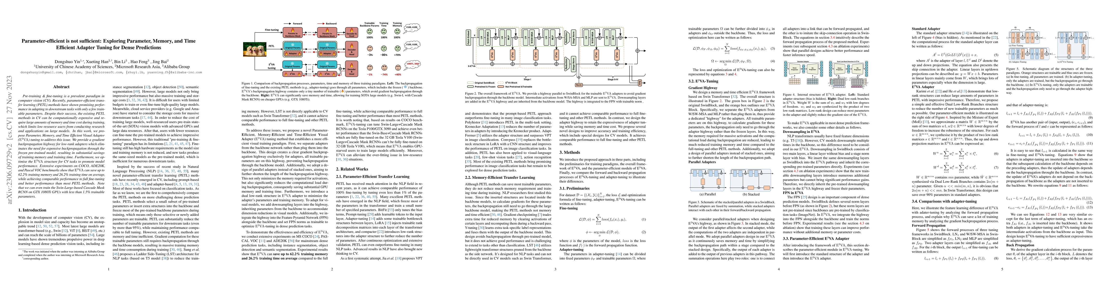 Thumbnail for Parameter-efficient is not sufficient: Exploring Parameter, Memory, and
  Time Efficient Adapter Tuning for Dense Predictions