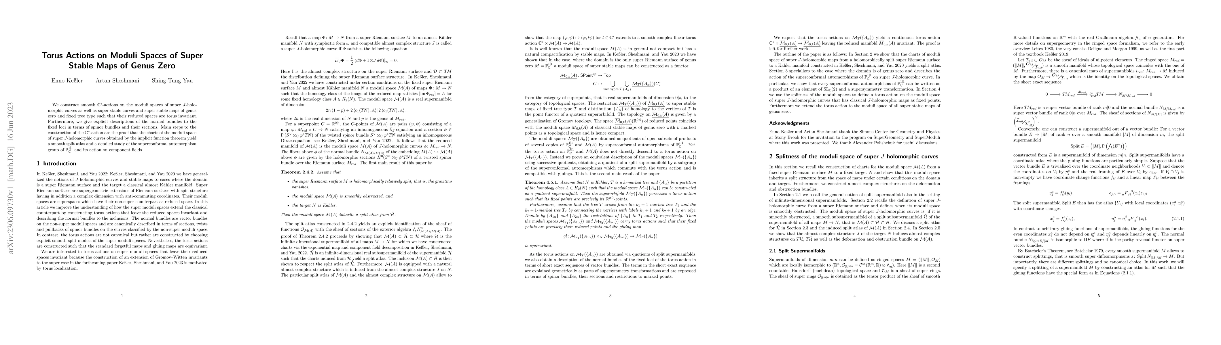 Thumbnail for Torus Actions on Moduli Spaces of Super Stable Maps of Genus Zero