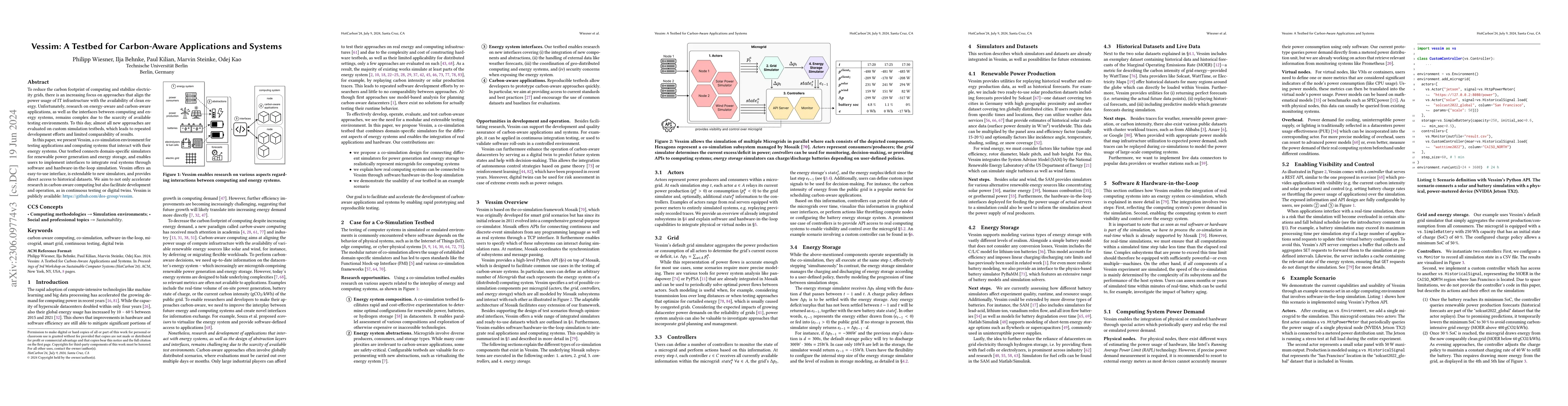 Thumbnail for Vessim: A Testbed for Carbon-Aware Applications and Systems