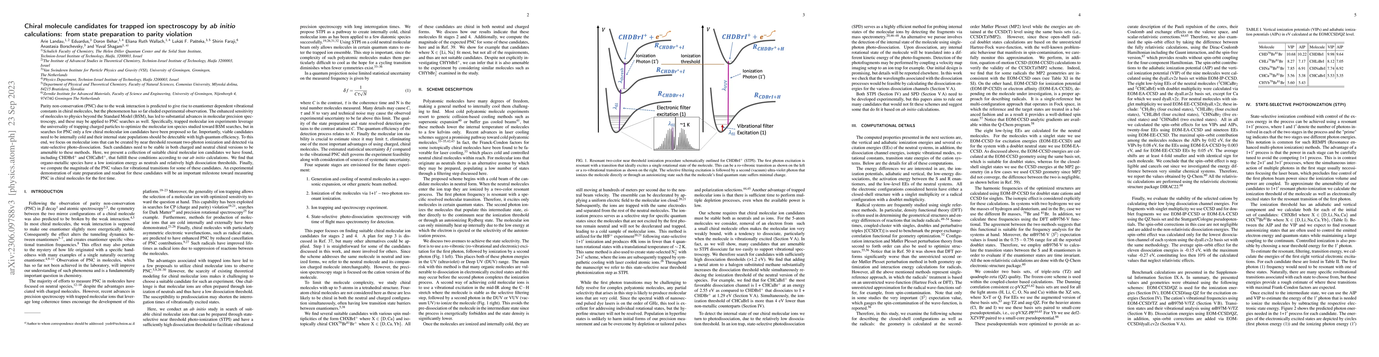 Thumbnail for Chiral molecule candidates for trapped ion spectroscopy by ab initio
  calculations: from state preparation to parity violation