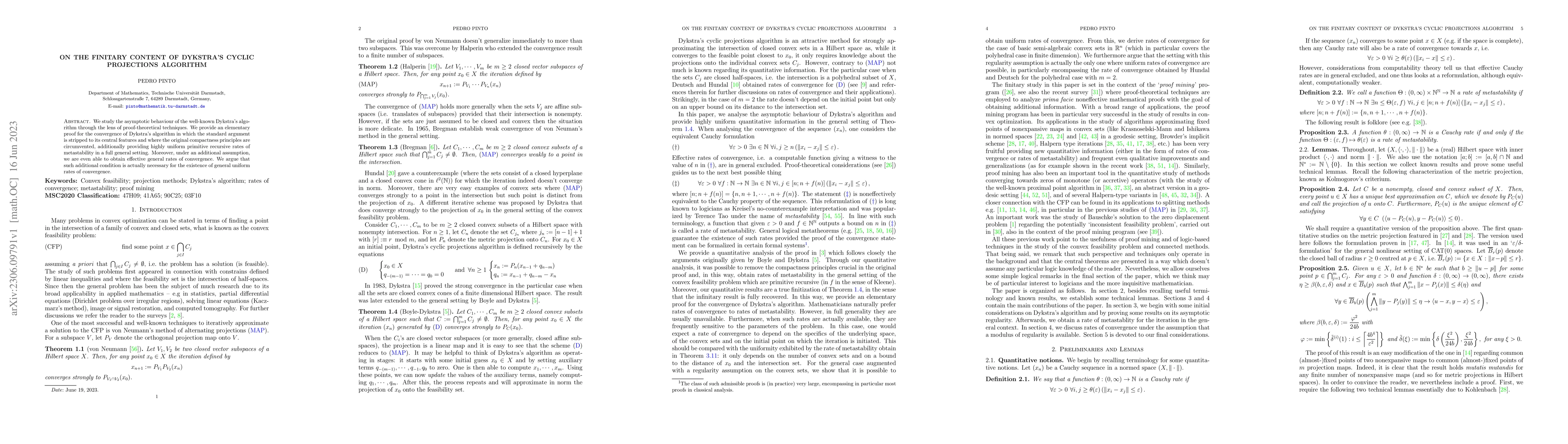 Thumbnail for On the finitary content of Dykstra's cyclic projections algorithm