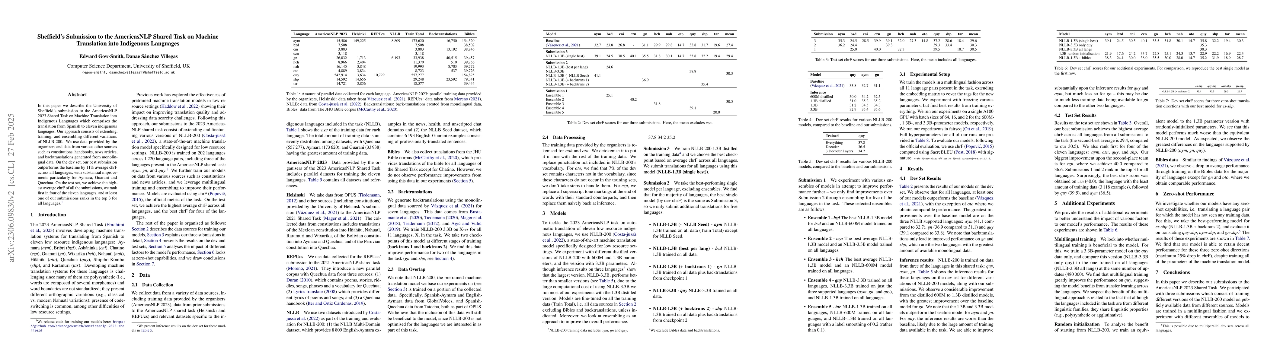 Thumbnail for Sheffield's Submission to the AmericasNLP Shared Task on Machine
  Translation into Indigenous Languages