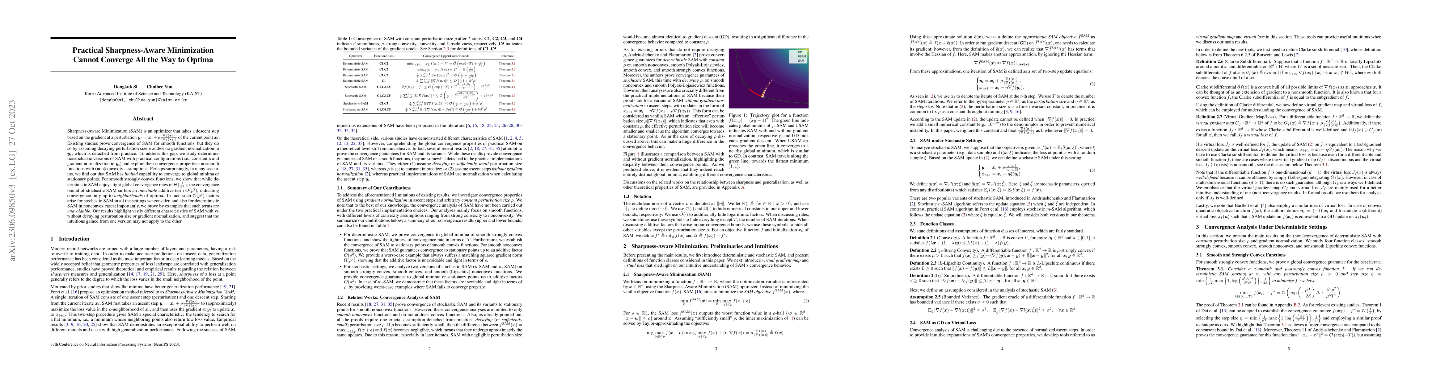 Thumbnail for Practical Sharpness-Aware Minimization Cannot Converge All the Way to
  Optima