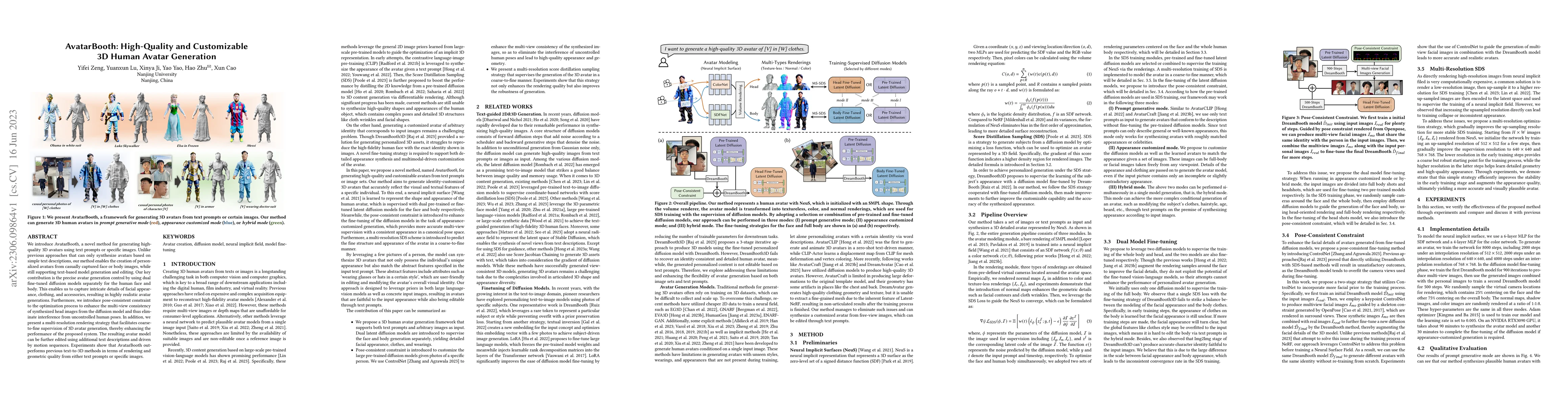 Thumbnail for AvatarBooth: High-Quality and Customizable 3D Human Avatar Generation