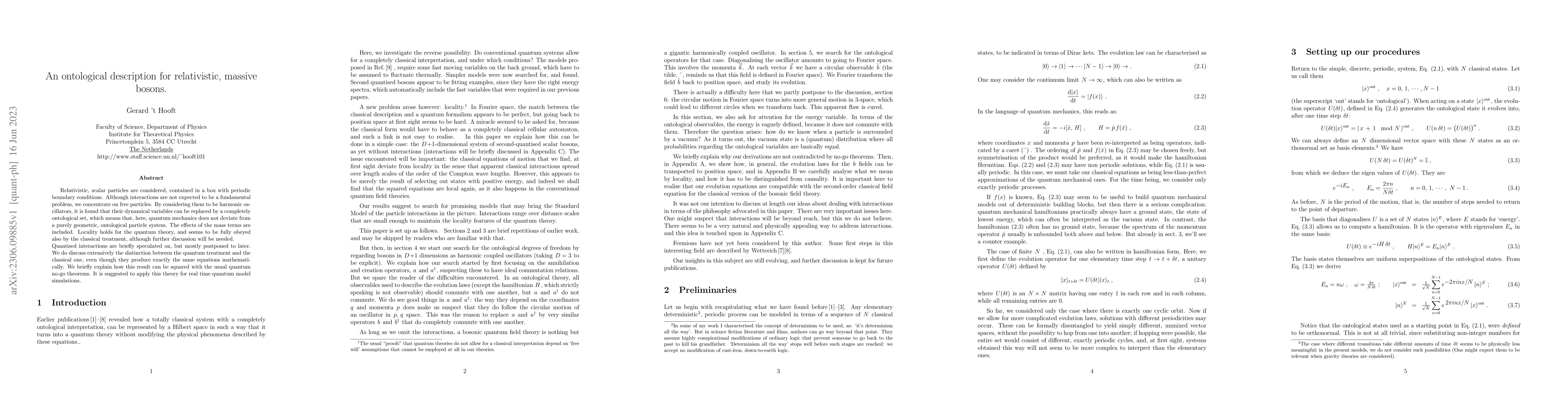 Thumbnail for An ontological description for relativistic, massive bosons