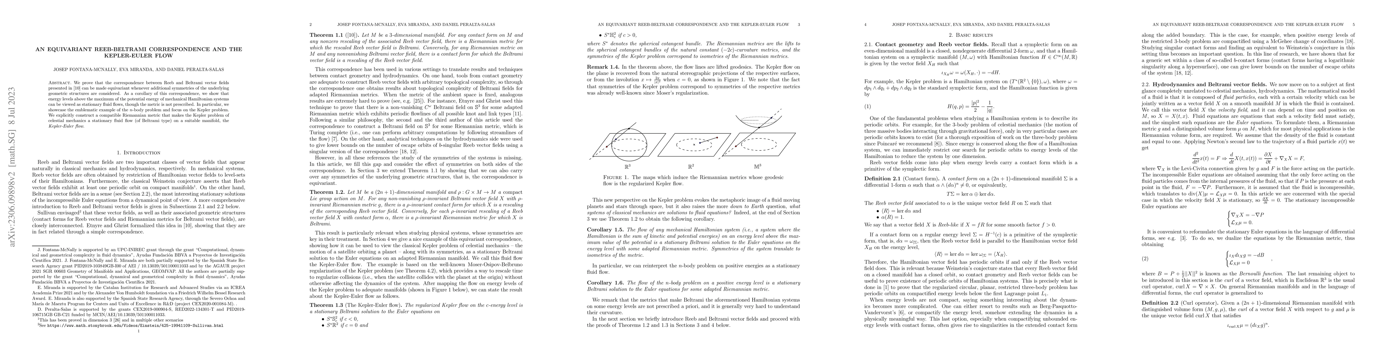 Thumbnail for An equivariant Reeb-Beltrami correspondence and the Kepler-Euler flow