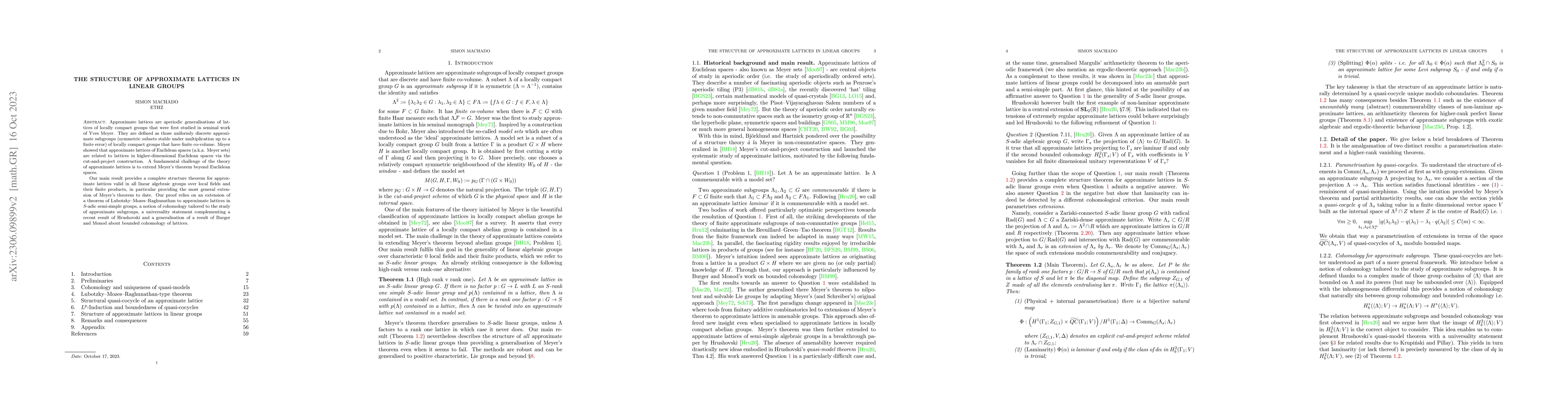 Thumbnail for The structure of approximate lattices in linear groups