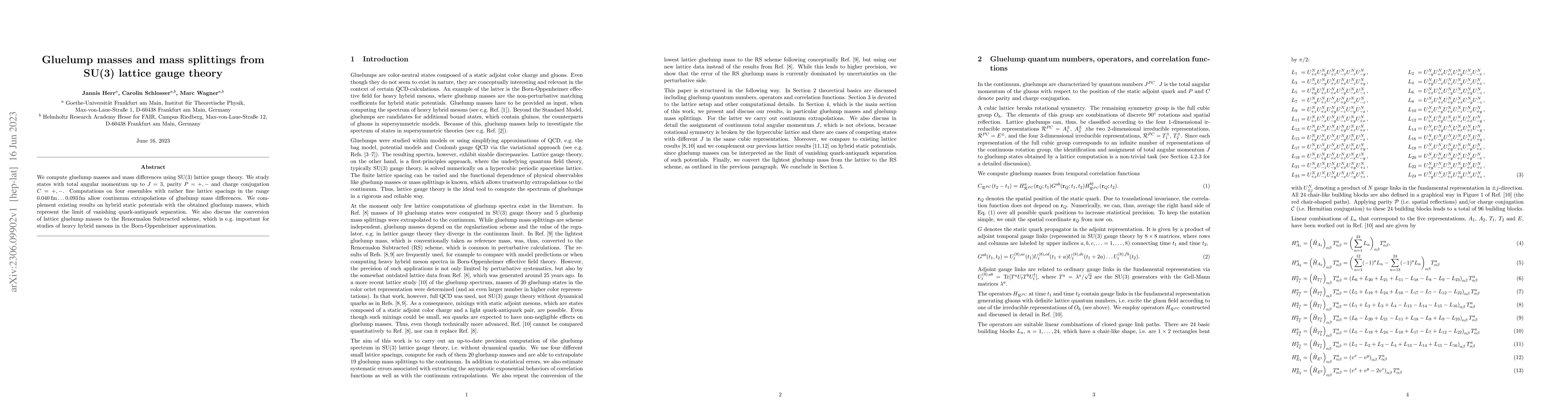 Thumbnail for Gluelump masses and mass splittings from SU(3) lattice gauge theory