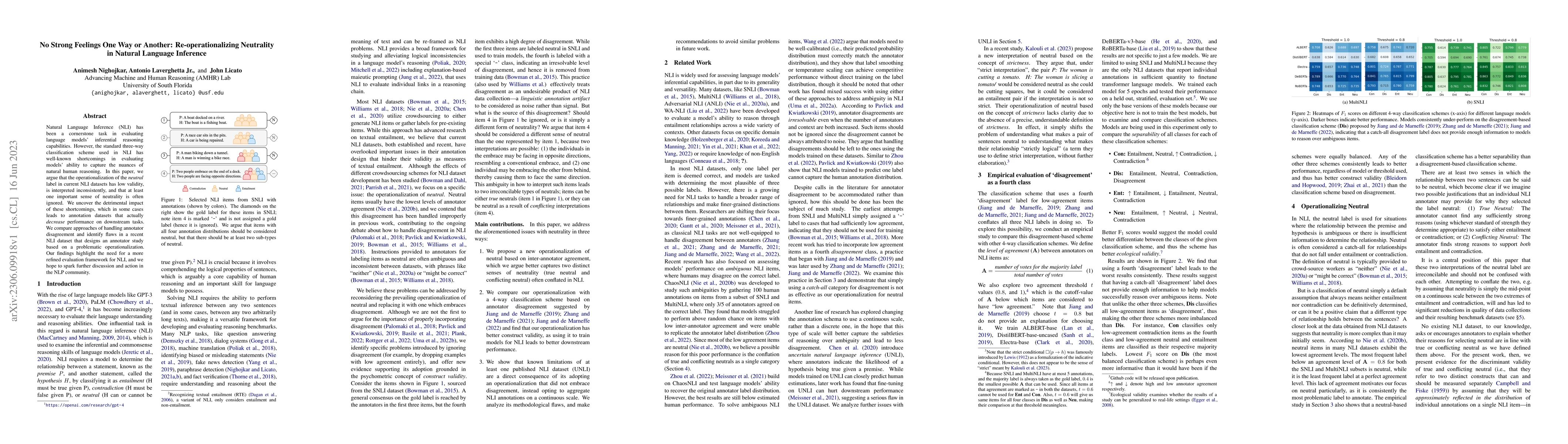 Thumbnail for No Strong Feelings One Way or Another: Re-operationalizing Neutrality in
  Natural Language Inference