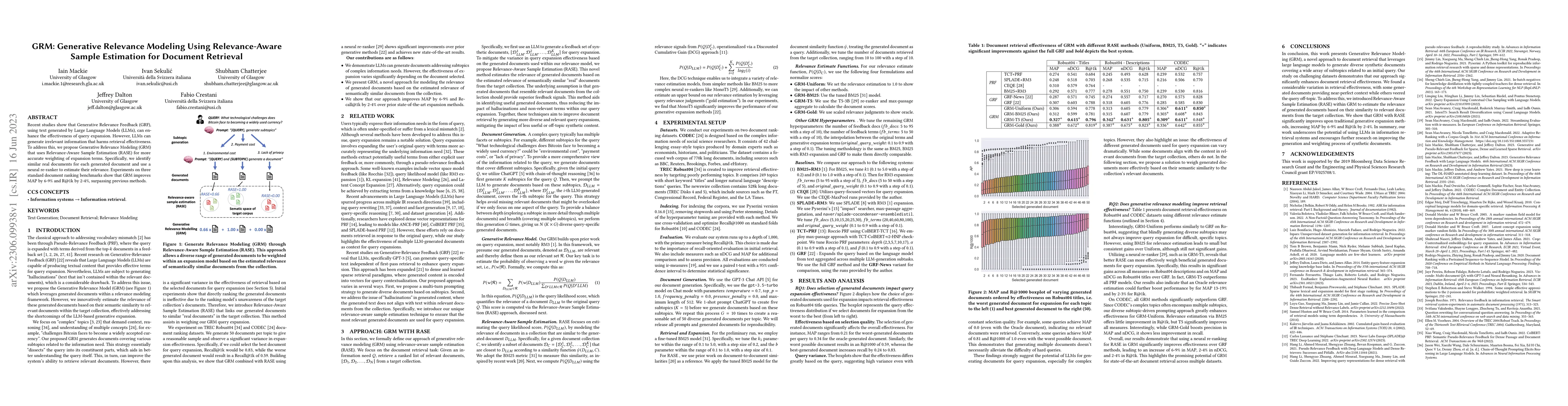 Thumbnail for GRM: Generative Relevance Modeling Using Relevance-Aware Sample
  Estimation for Document Retrieval