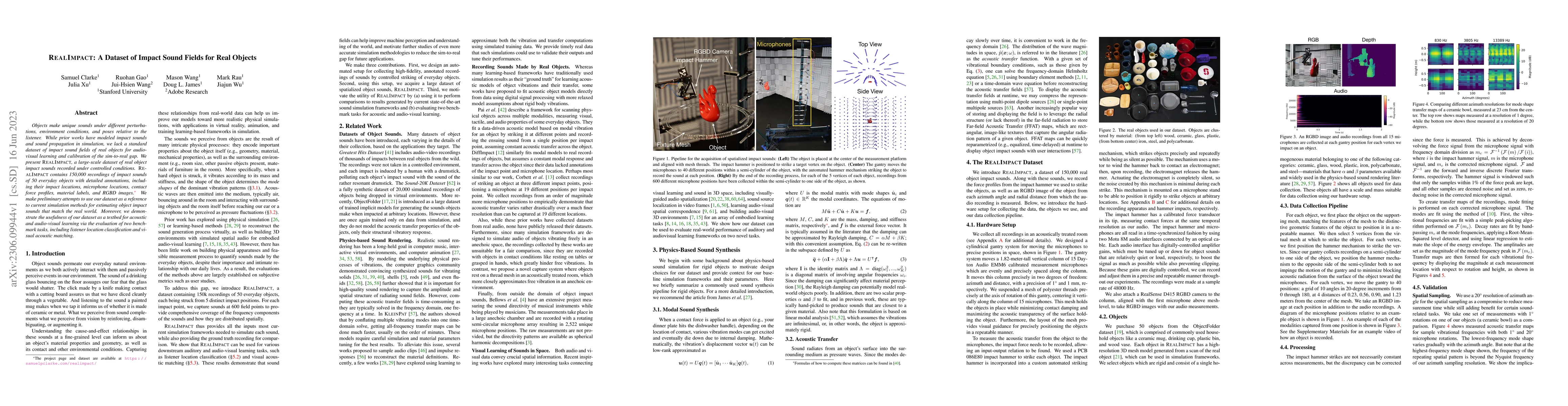 Thumbnail for RealImpact: A Dataset of Impact Sound Fields for Real Objects