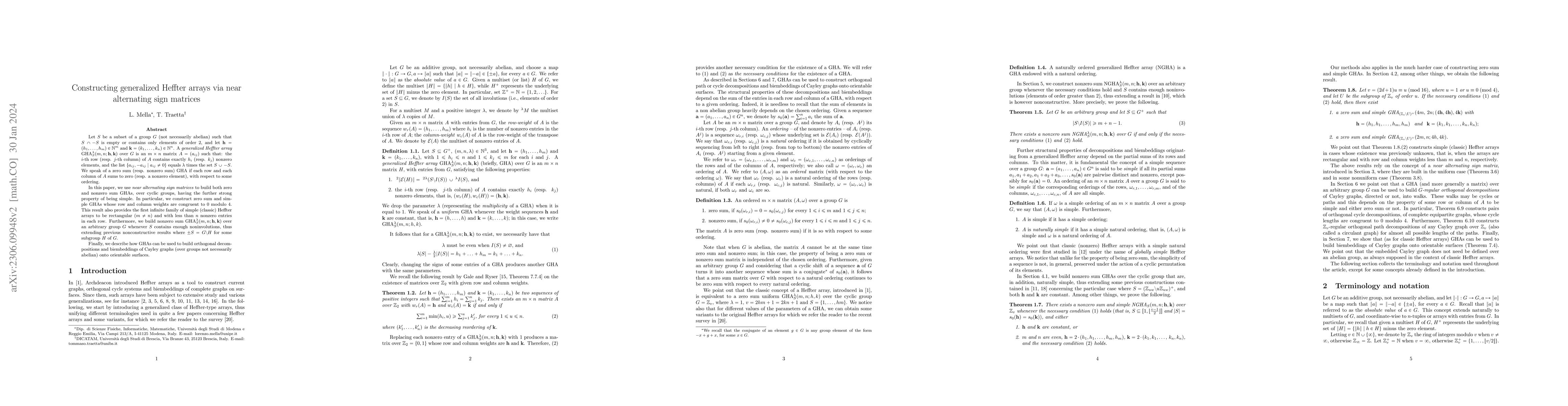 Thumbnail for Constructing generalized Heffter arrays via near alternating sign
  matrices