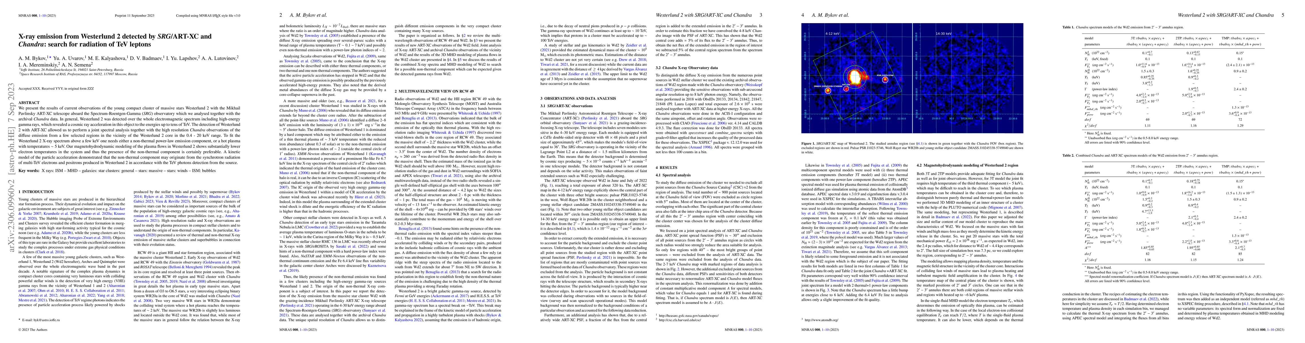 Thumbnail for X-ray emission from Westerlund 2 detected by SRG/ART-XC and Chandra:
  search for radiation of TeV leptons