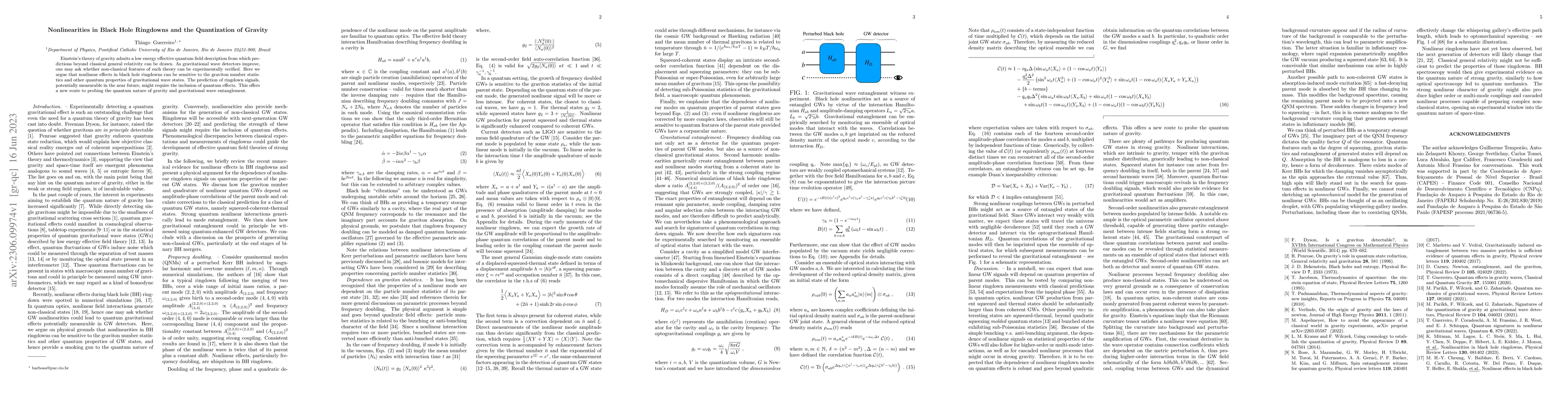 Thumbnail for Nonlinearities in Black Hole Ringdowns and the Quantization of Gravity