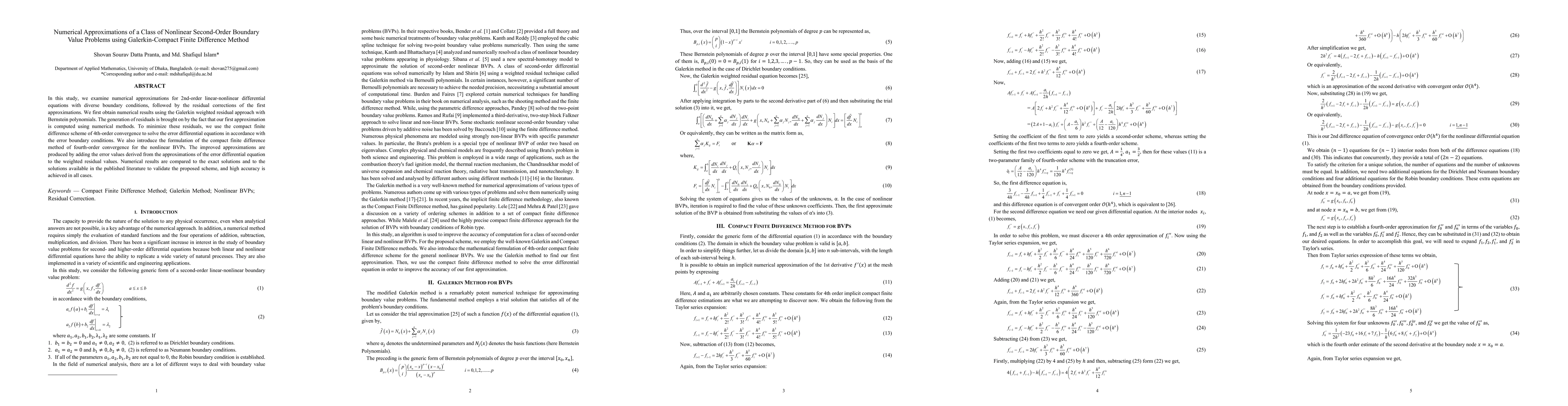 Thumbnail for Numerical Approximations of a Class of Nonlinear Second-Order Boundary
  Value Problems using Galerkin-Compact Finite Difference Method