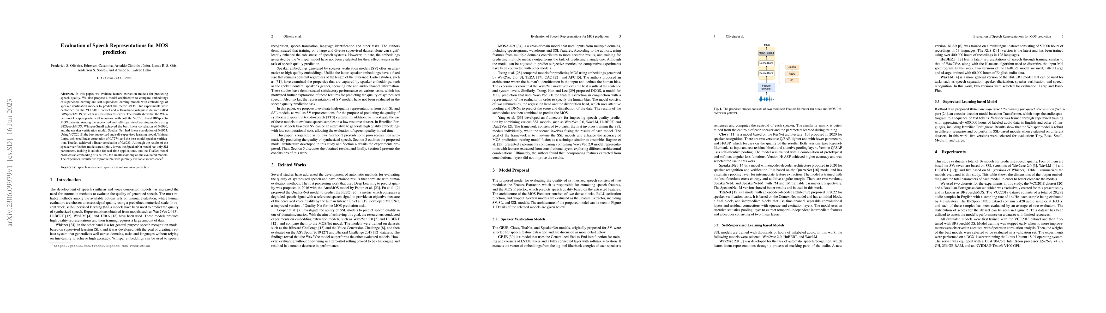 Thumbnail for Evaluation of Speech Representations for MOS prediction