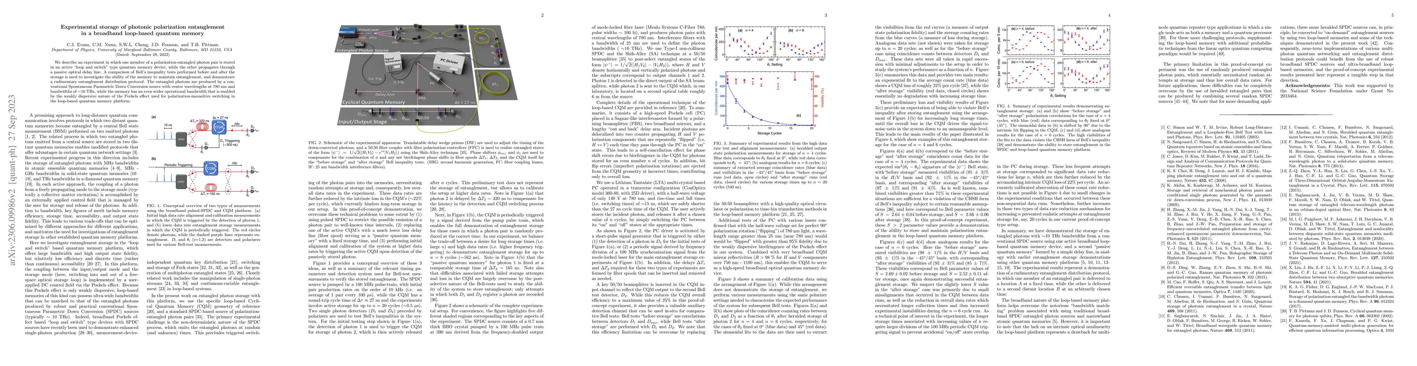 Thumbnail for Experimental storage of photonic polarization entanglement in a
  broadband loop-based quantum memory