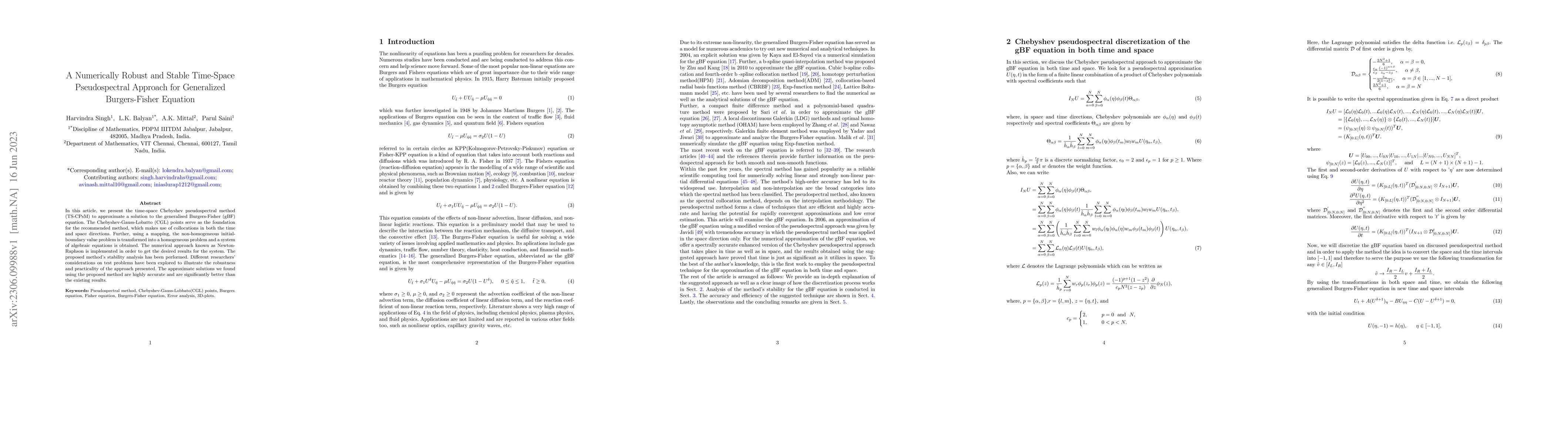Thumbnail for A Numerically Robust and Stable Time-Space Pseudospectral Approach for
  Generalized Burgers-Fisher Equation