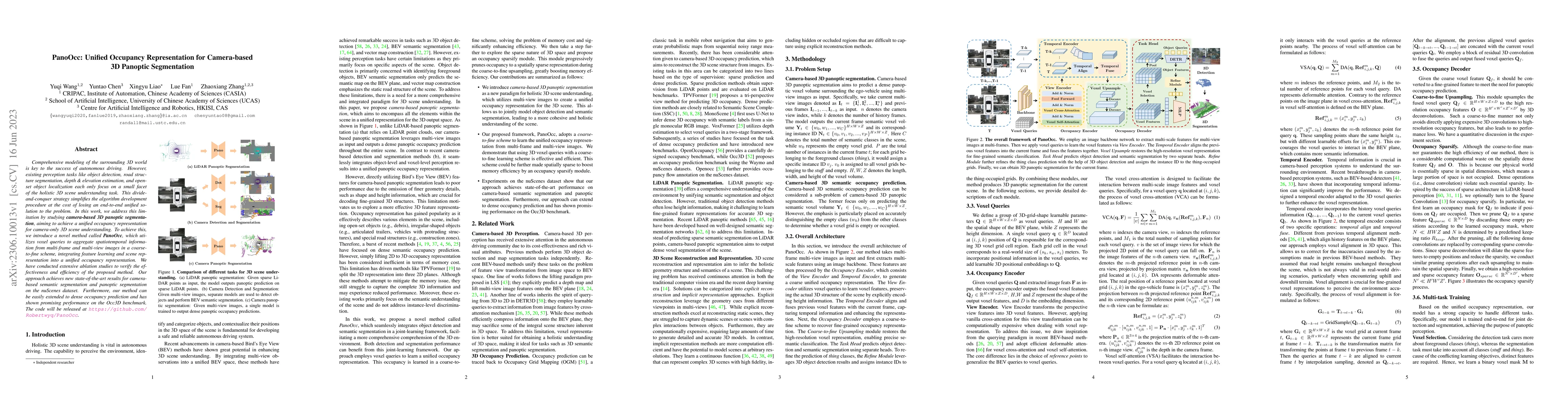 Thumbnail for PanoOcc: Unified Occupancy Representation for Camera-based 3D Panoptic
  Segmentation
