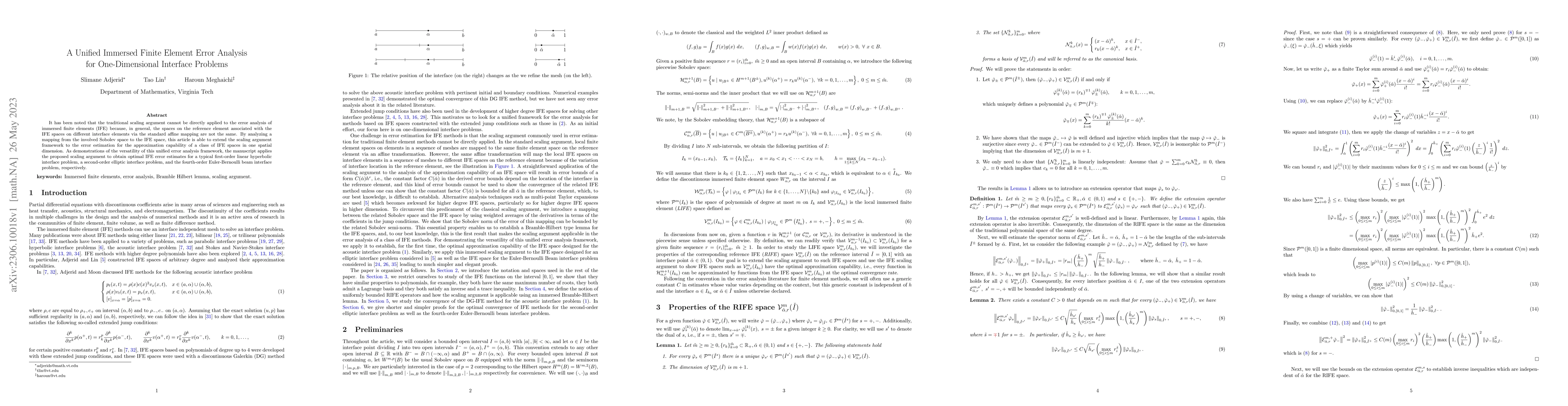 Thumbnail for A unified immersed finite element error analysis for one-dimensional
  interface problems